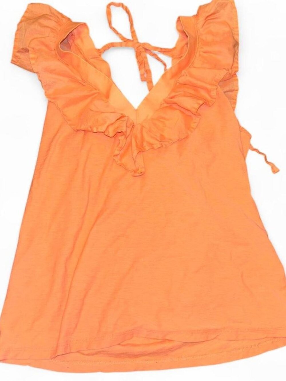 Orange LTD Nation Tie-Back Ruffle Top